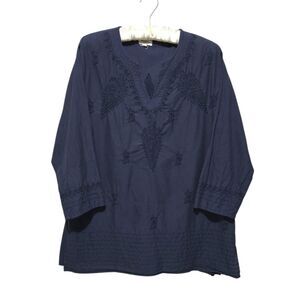 Cost Plus World Market Navy Embroidered Tunic Top Small